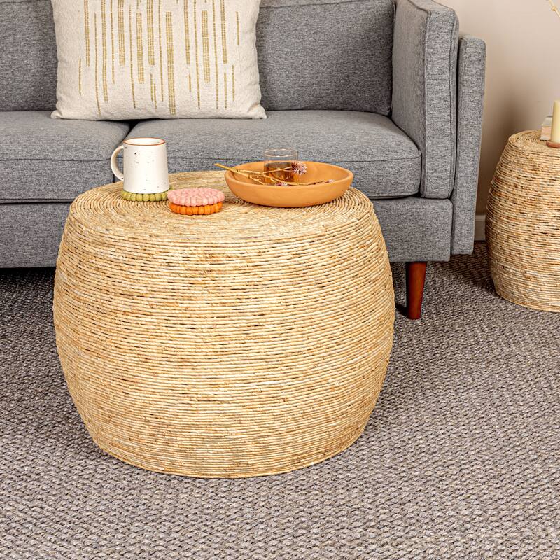 Corn Rope Accent Table - 27.0"L x 27.0"W x 18.1"H - Natural