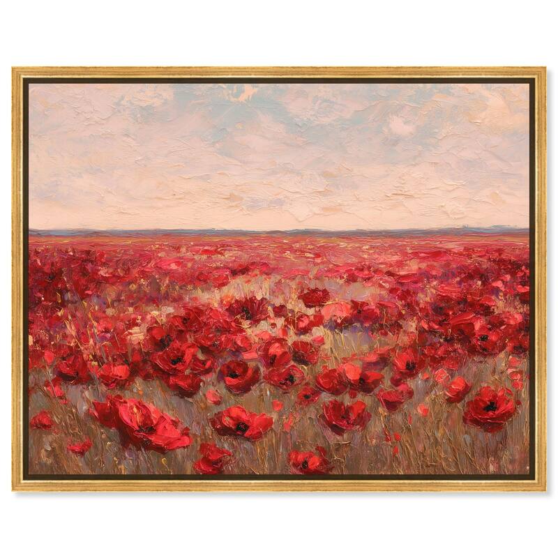 Sea of Red Poppies I Canvas by Art Remedy - Gold - 30" x 24"