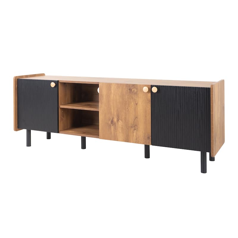 Mid Century TV Stand with 3 Cabinets, Media Console Table for TVs up to 70''
