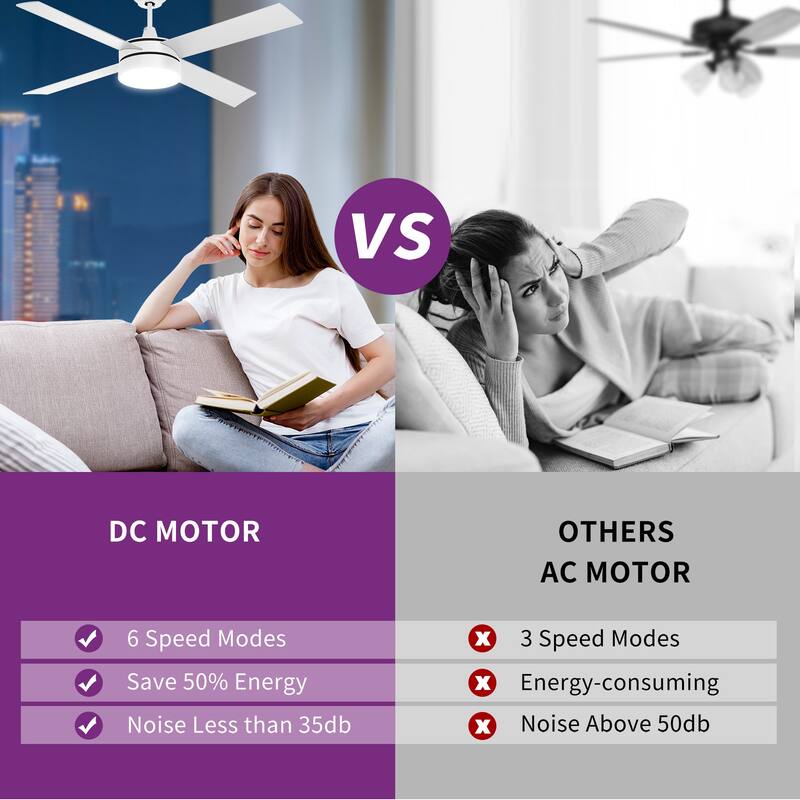 48" Ceiling Fan with LED Lights and Remote Control