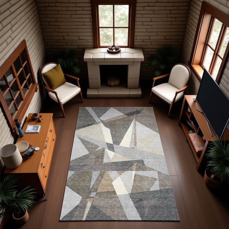 Premium Washable Super Soft Abstract Mosaic Mayfield Rug - Taupe - 8' x 10'
