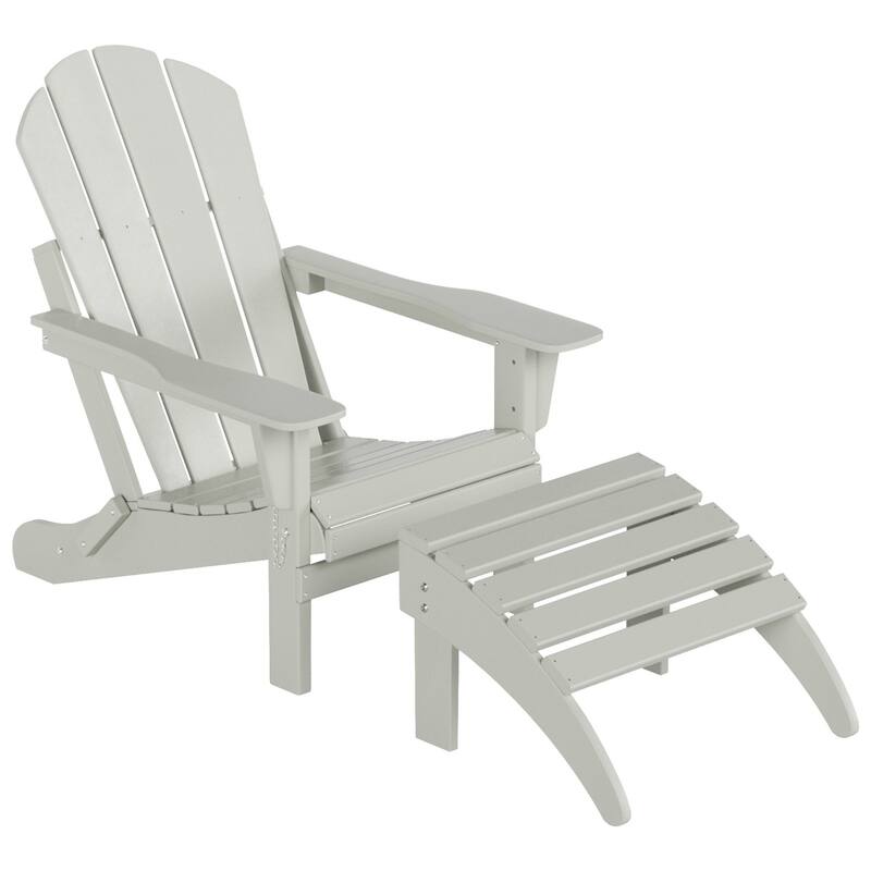 POLYTRENDS Laguna Eco-Friendly All-Weather Outdoor Patio Foldable Adirondack Chair Ottoman