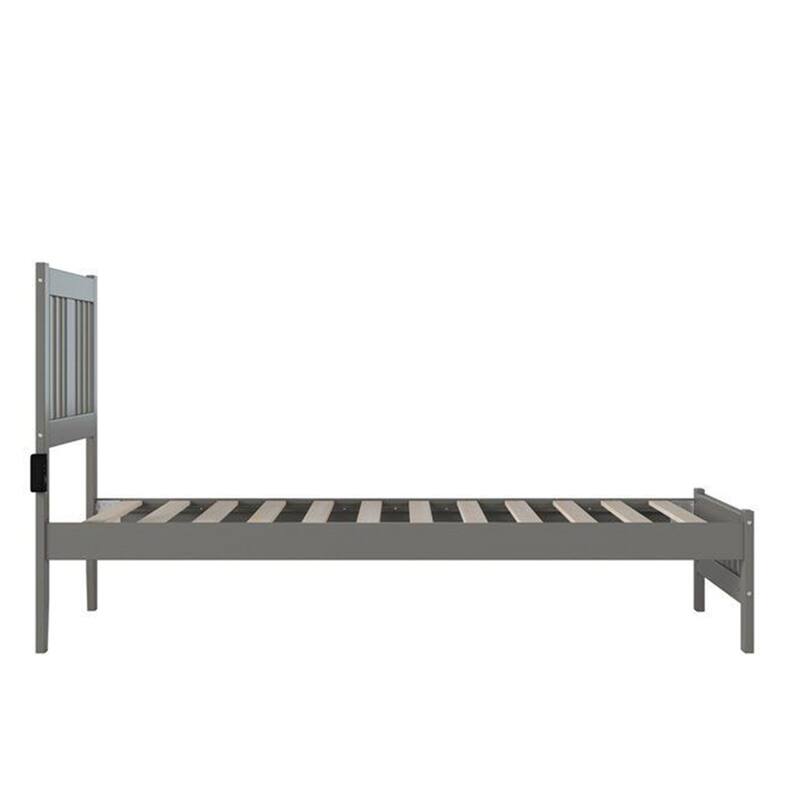Transitional Solid Wood Twin Bed with Footboard in Gray