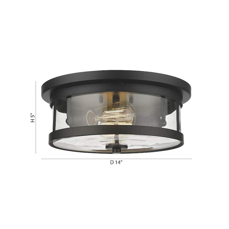 2-Light Black Flush Mount With A Clear Glass Shade