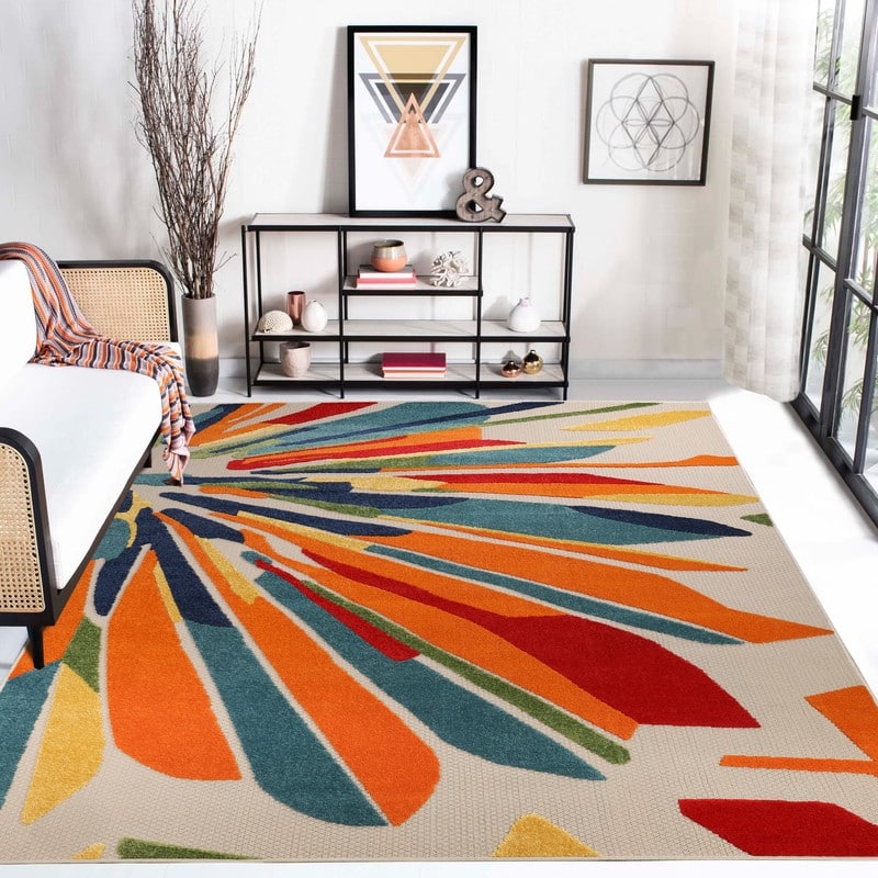 Superior Geometric Abstract Indoor Outdoor Runner or Area Rug