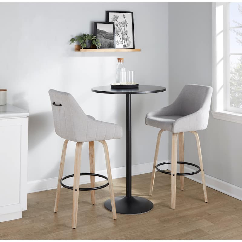 The Gray Barn Hadley 30" Fixed-Height Bar Stool with Bent Wood Legs & Round Footrest (Set of 2)