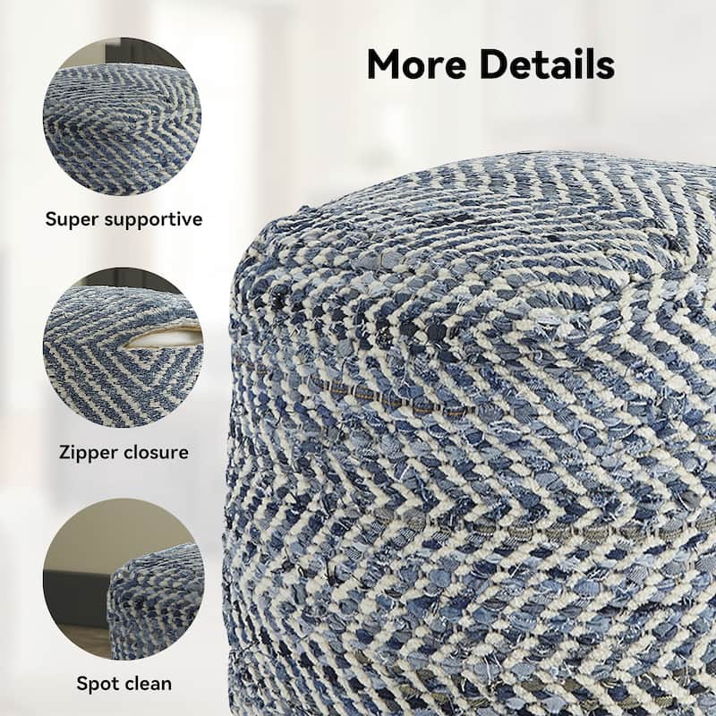Signature Design by Ashley Chevron Blue Pouf