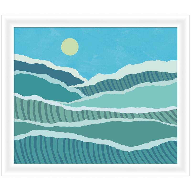 Kate and Laurel Framed Art Abstract Waves by Rachel Lee - 27x23 - White