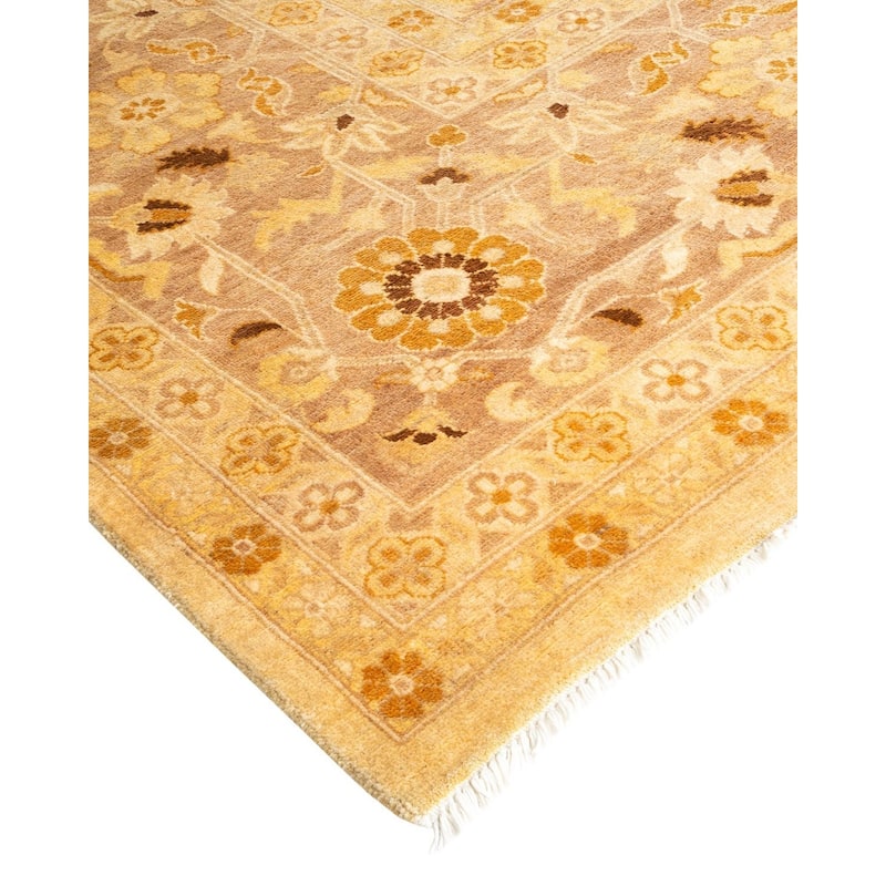 Overton Hand Knotted Wool Vintage Inspired Traditional Ottoman Ivory Area Rug - 9' 1" x 12' 0"
