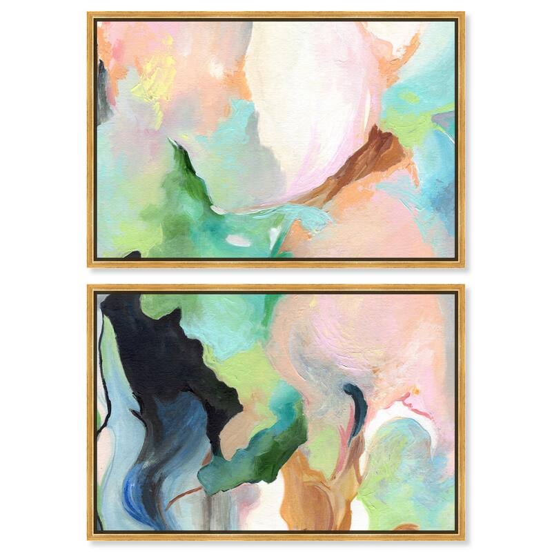 The Dreamer part II Canvas Set of 2 by Art Remedy - 36" x 24" - Gold