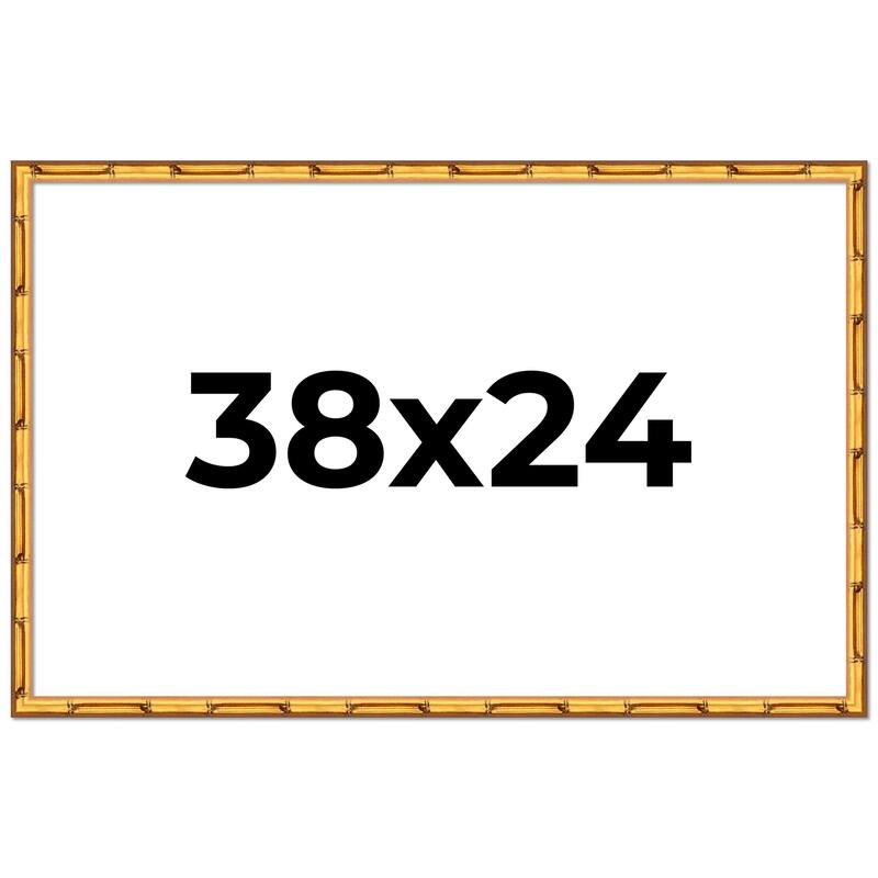 38x24 Frame Gold Bamboo Picture Frame Modern Photo Frame Includes UV Acrylic Shatter Guard Front Acid Free Foam Backing Board