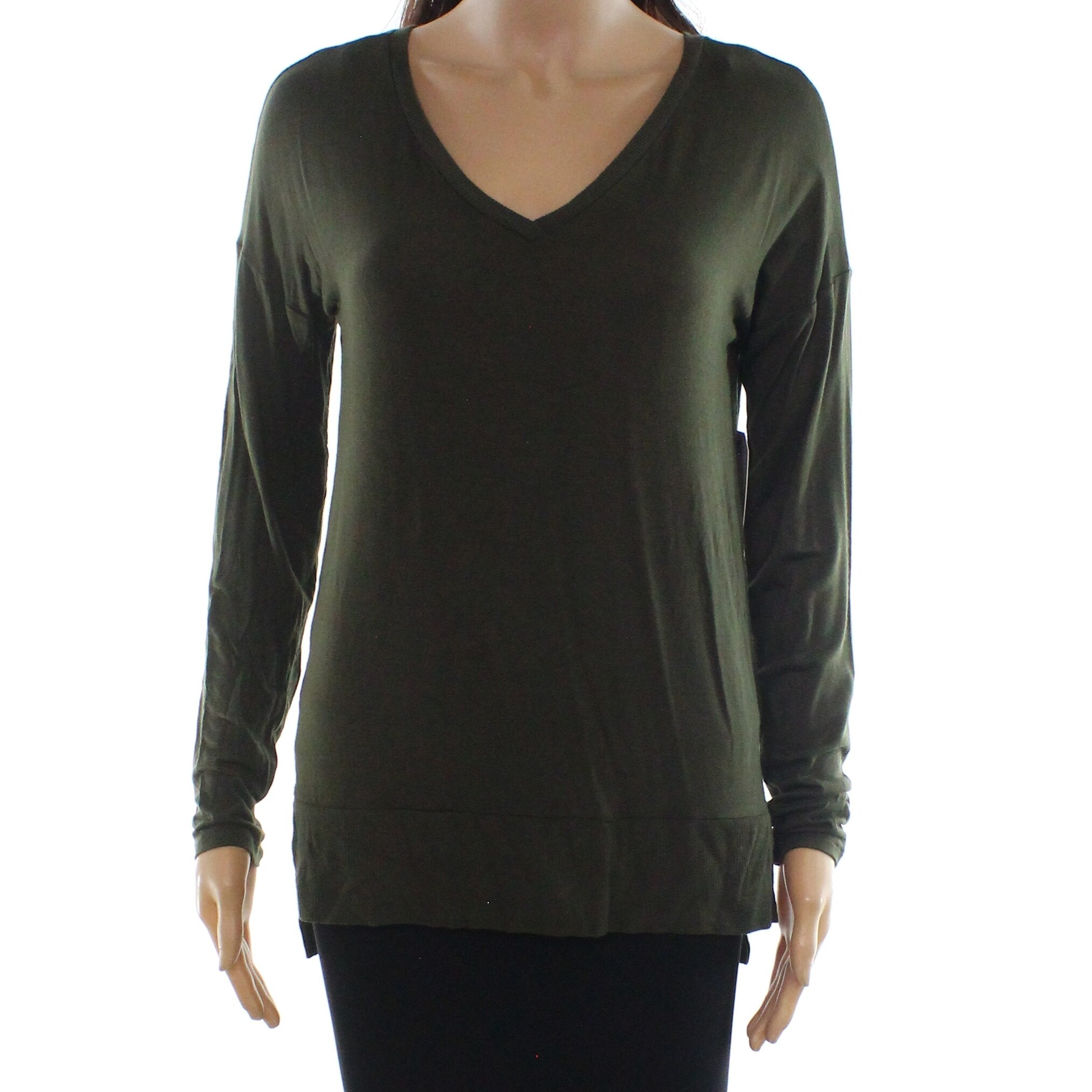 Shop Hippie Rose Olive Green Womens Size Small S V Neck Longsleeve