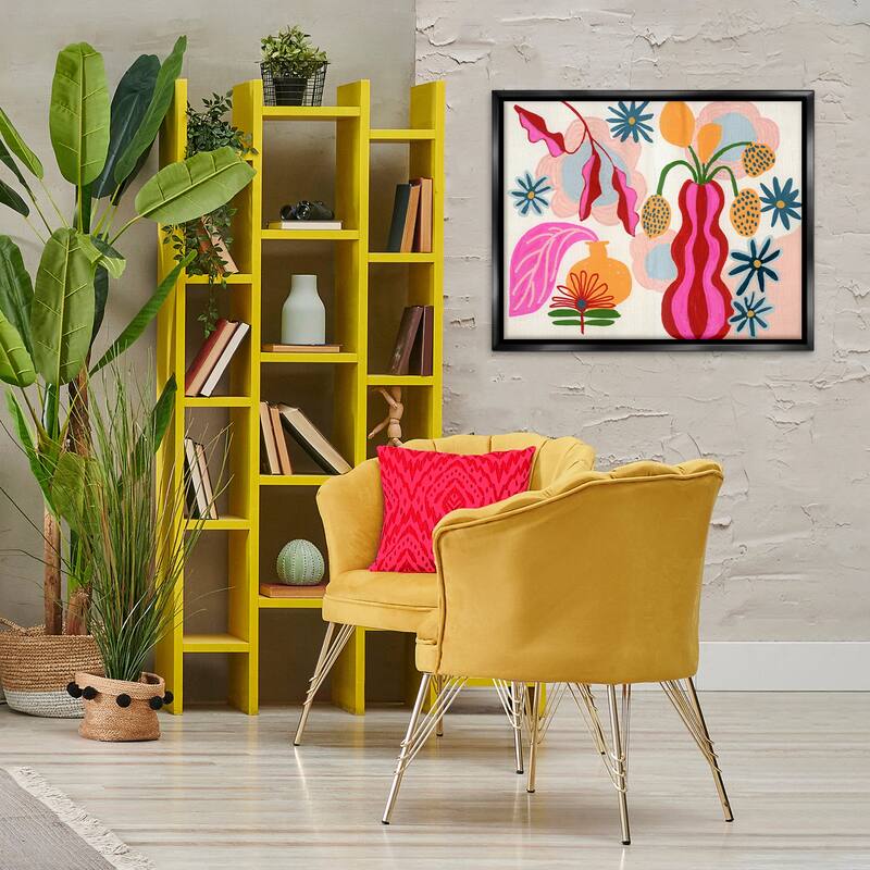 Stupell Eclectic Mod Flower Vases Framed Floater Canvas Wall Art Design By Suzanne Allard