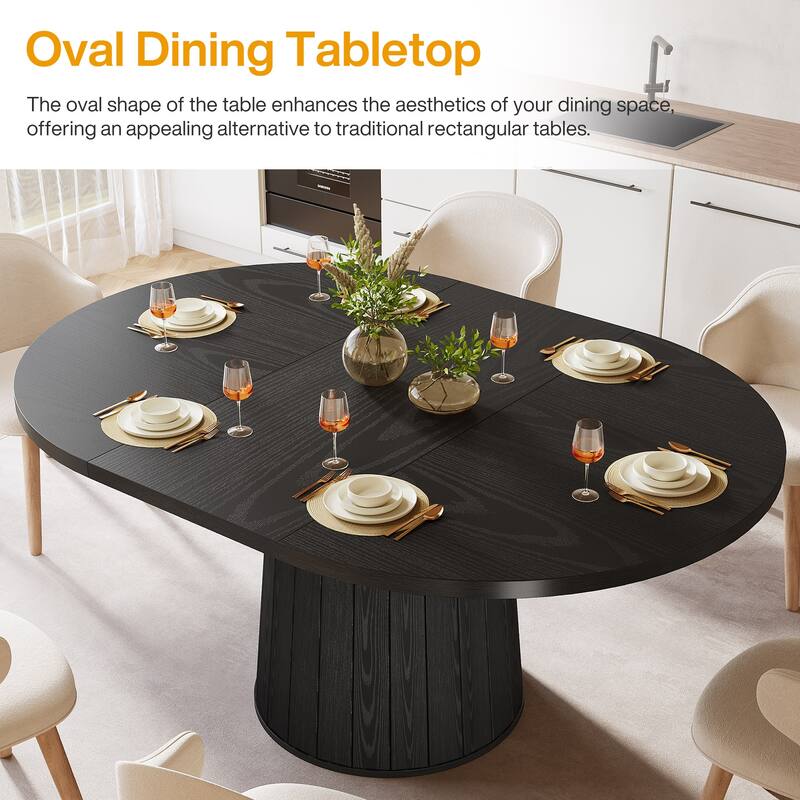 Rustic 55" Wood Dining Table Seats for 4-6 People, Kitchen Table for Dinning Room and Kitchen