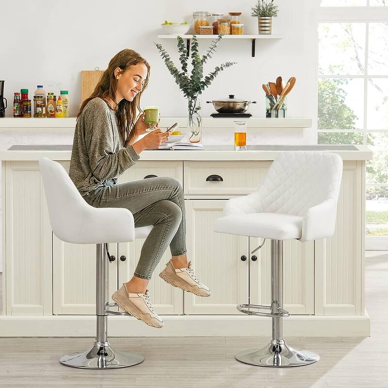 Barstools Set of 4 Counter Height Bar Stools Adjustable Stools with Back and Arm Kitchen Island Stools Swivel Bar Chairs