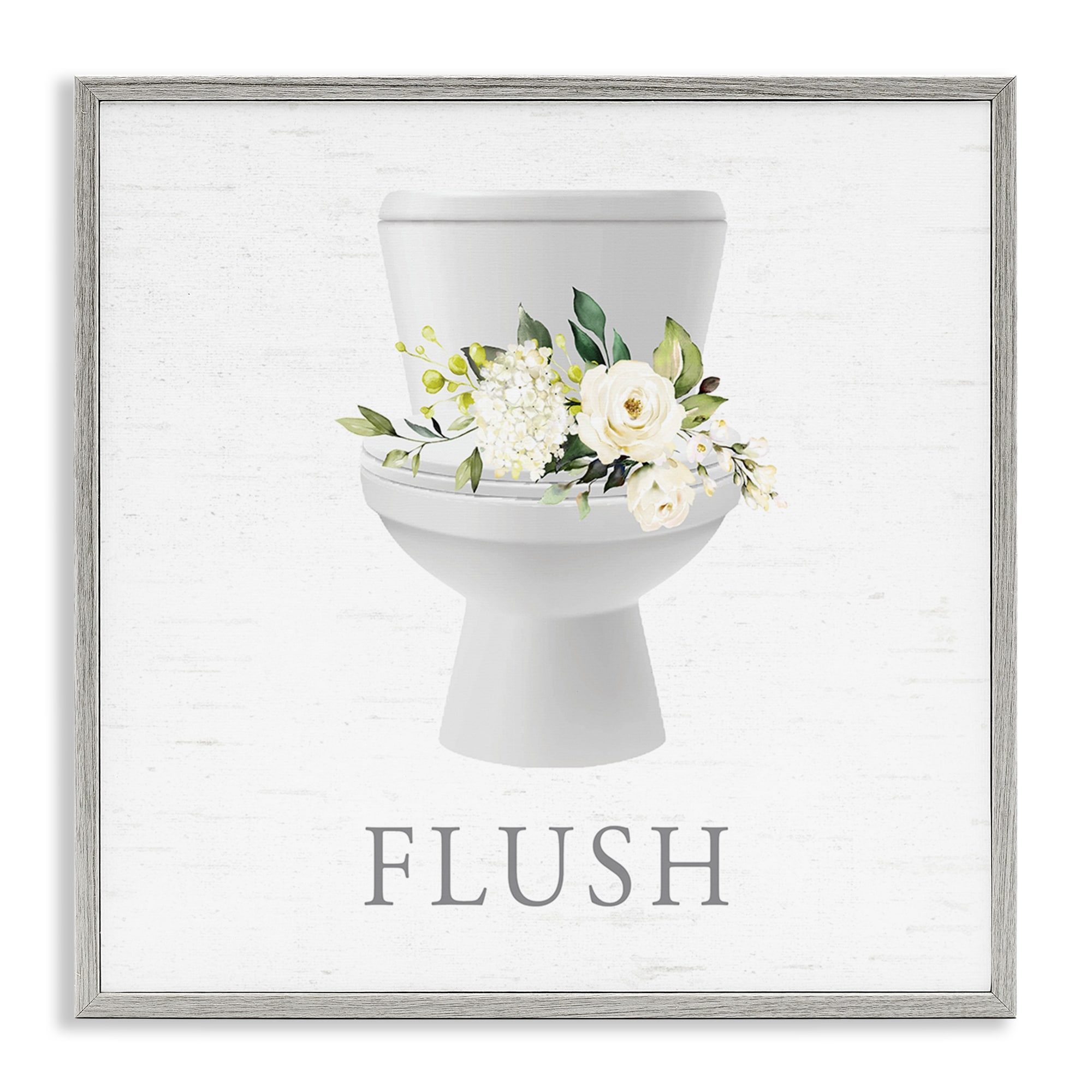Stupell Flush Floral Toilet Framed Giclee Art Design By Lettered and Lined