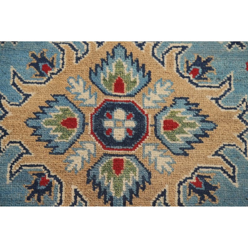 Light Blue Kazak Area Rug Handmade Oriental Wool Carpet - 6'8" x 9'10"