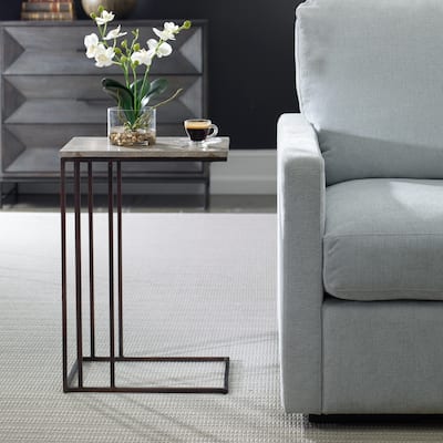 Rectangular Travertine Top Accent End Table - 23"