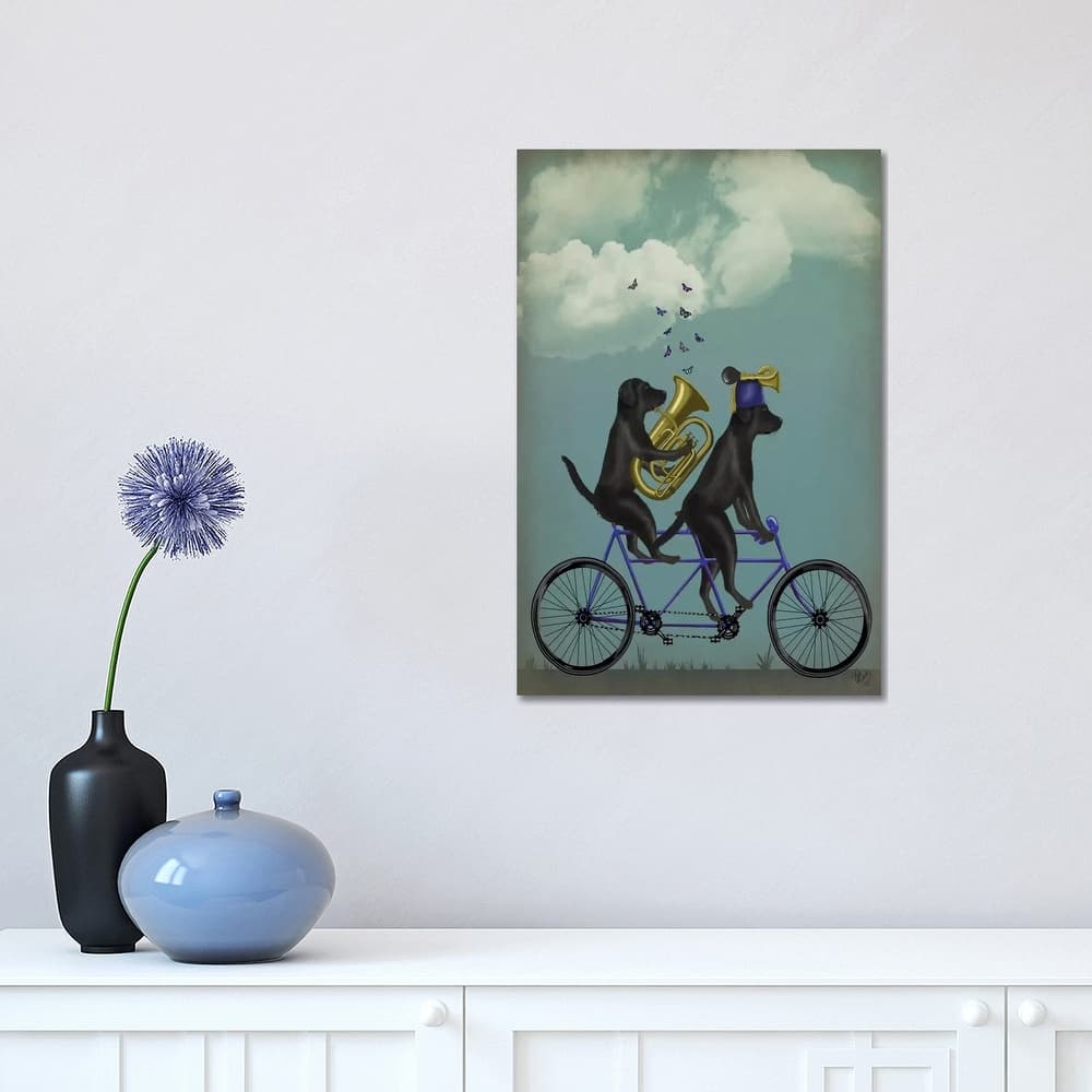 iCanvas "Black Labrador Tandem" by Fab Funky Canvas Print