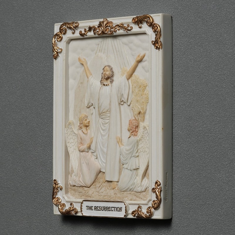 4.1 inches Length Polyresin Glorious Mysteries the Resurrection White and Gold Finish Figurine