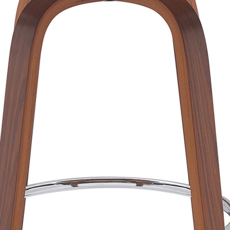 Faux Leather Armless Counter Height Bar Chair with Wood Frame, Swivel and Footrest
