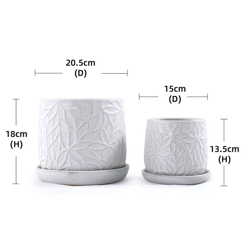 Sleek Striped Ceramic Planters with Glossy Finish 2pc