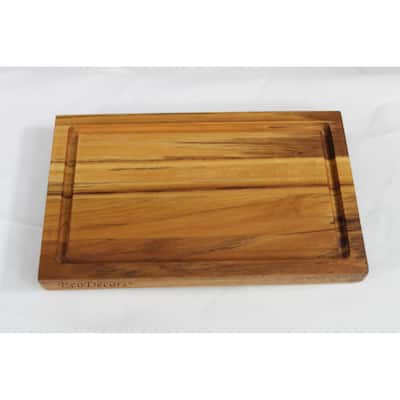 EcoDecors 10" x 6" Teak Cutting Board with Handle, 100% FSC Certified Edge Grain Wood, Snacks & Charcuterie Board
