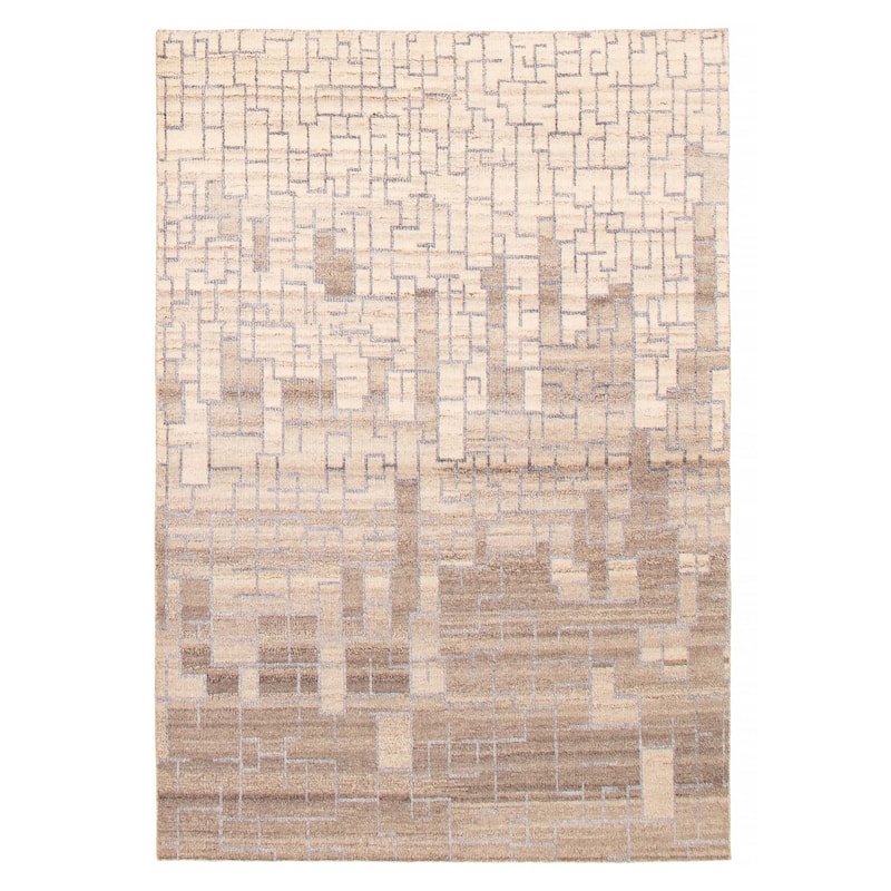 ECARPETGALLERY Hand-knotted Tangier Ivory Silk, Wool Rug - 5'2 x 7'7 - Ivory - 5'2 x 7'7