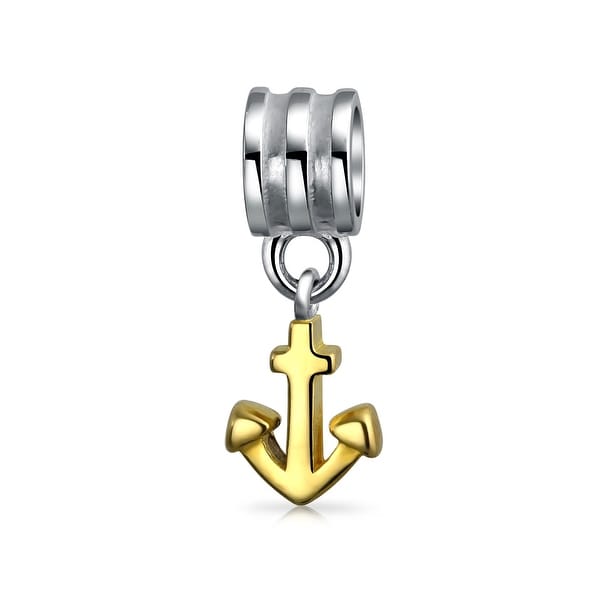 NAUTICAL SHIP ANCHOR w ROPE DANGLE 925 Sterling Silver European Charm Bead