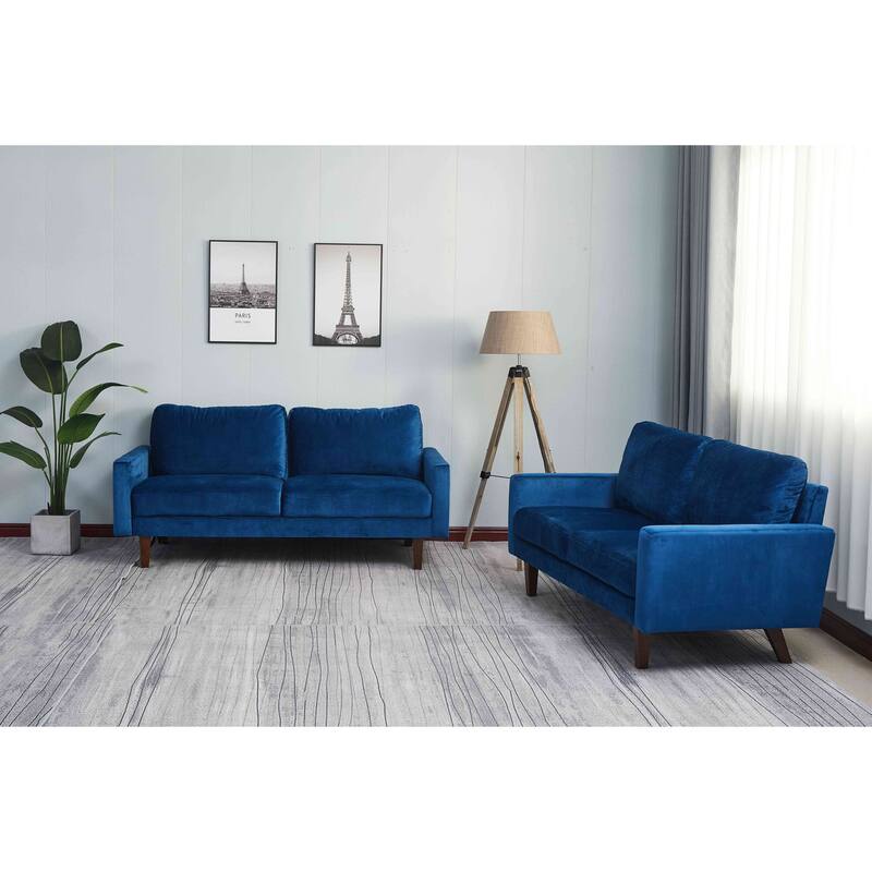 Velvet 2 Piece Loveseat and Sofa Living Room Set