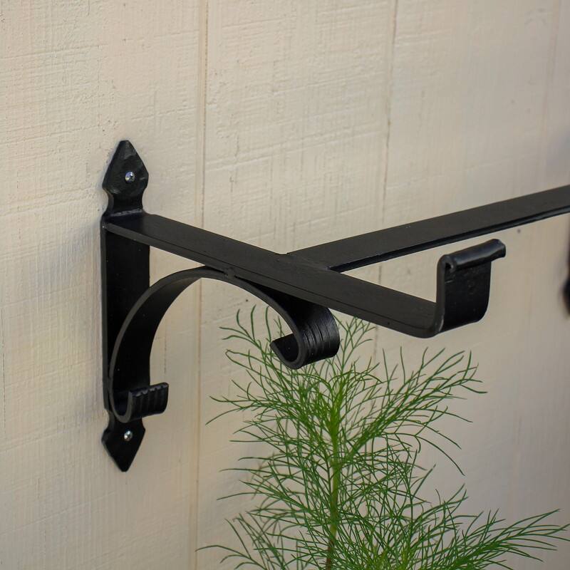 Achla Designs Scrolls Flower Box Bracket, 24 Inch Long, Black Powder Coat Finish