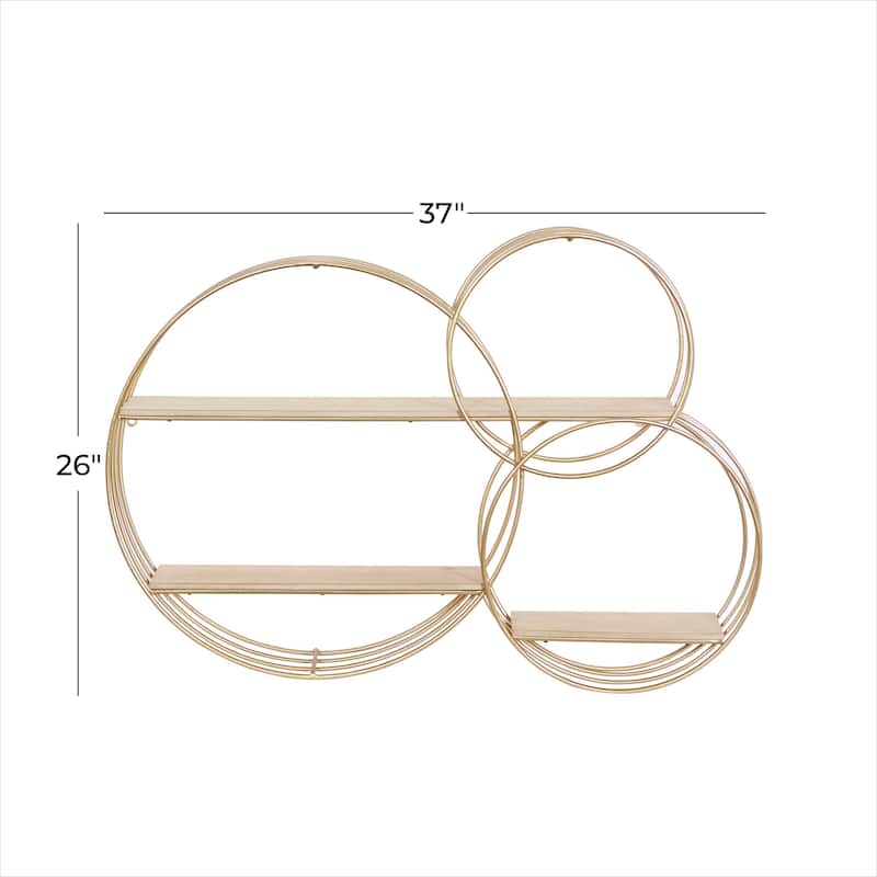 Metal 3 Shelves Wall Shelf - Gold - Roche River Decor