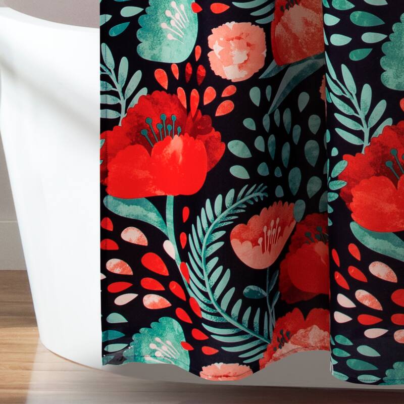Porch & Den Egger Poppy Pattern Shower Curtain