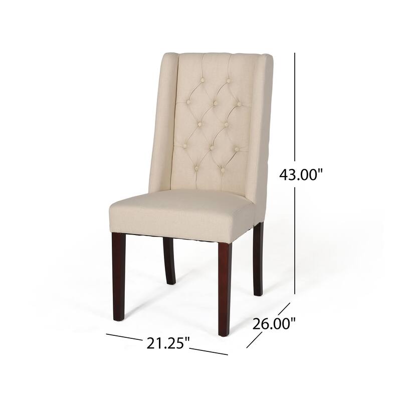 Beige Elegant Meeting Room Chair Vanity Chair with High Backrest, Upholstered Dining Chair Leisure Chair with Wood Legs