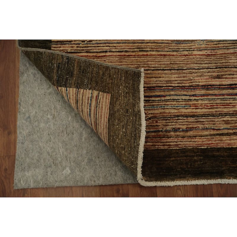 Hand Knotted Oriental 100% Wool Carpet Modern Contemporary Beige & Ivories Gabbeh Area Rug - 5' 7'' X 4' 2''