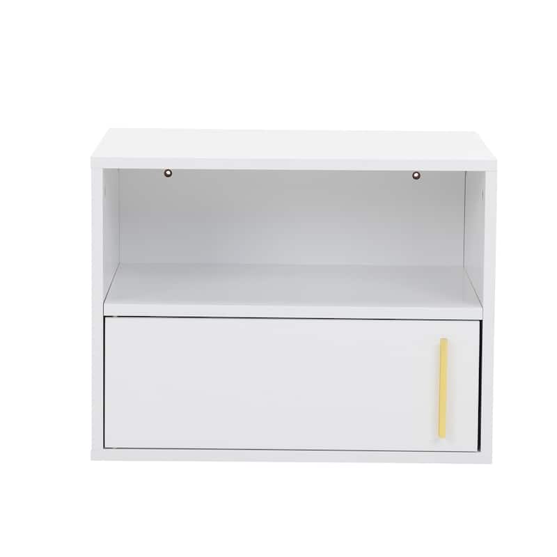 Wall-Mounted Wood Nightstand with Swing Door (Set of 2)