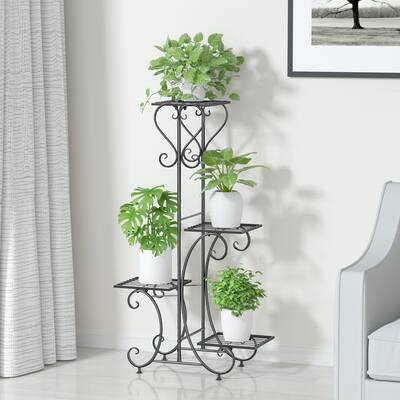 4 Tier Metal Plant Stand Flower Pot Holder Racks Shelves - L
