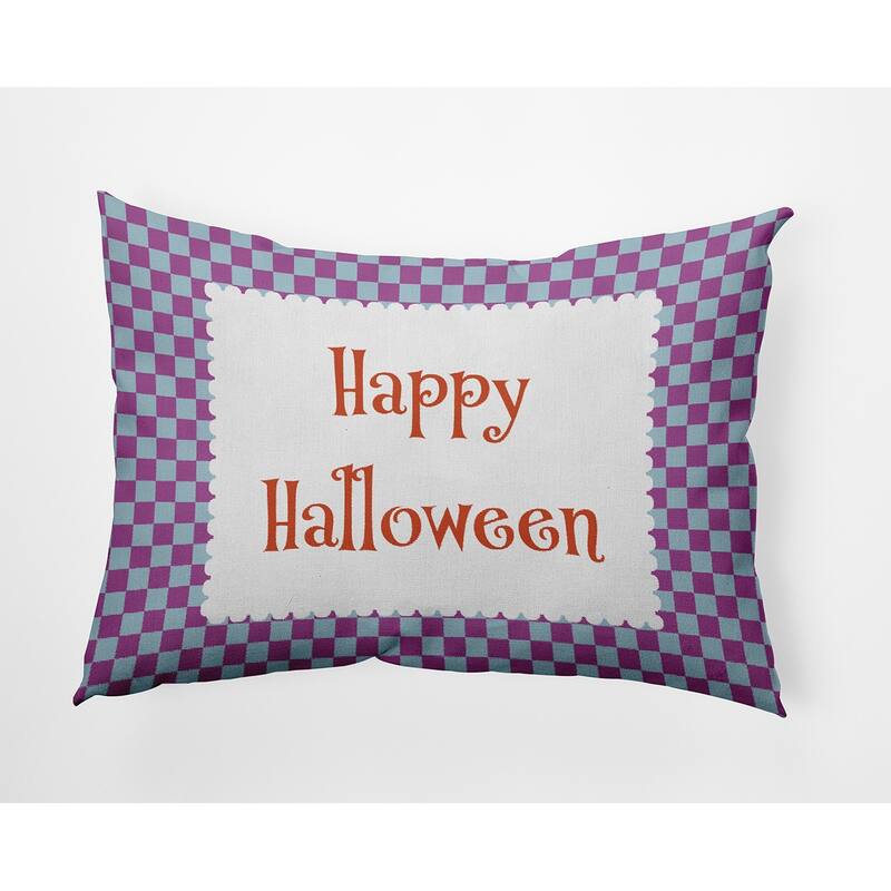 Halloween Happy Halloween Checks Accent Pillow - Orchid - 14" x 20"