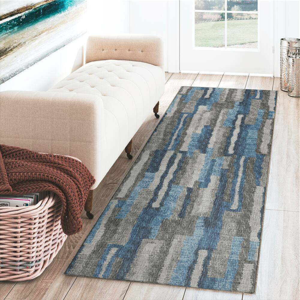 Indoor/ Outdoor Addison Bravado Abstract Striped Washable Area Rug