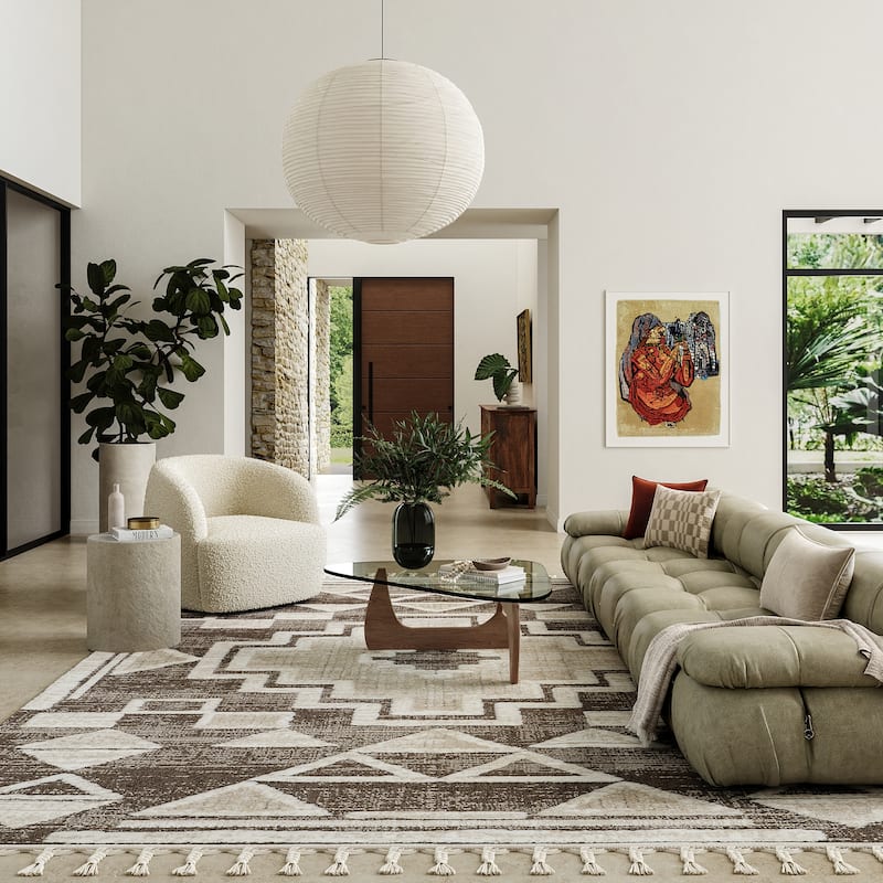 Gatsby Southwestern Tasseled Area Rug - 7'10" x 10' - Brown