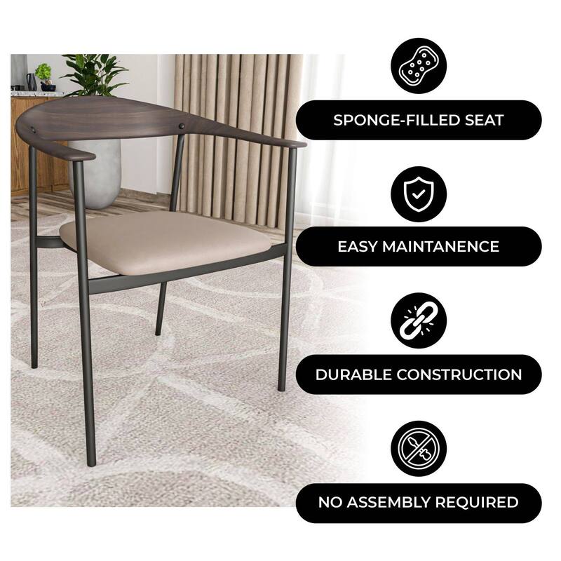 Leather Dining Chair with Stainless Steel Frame Set of 2 Kora Series
