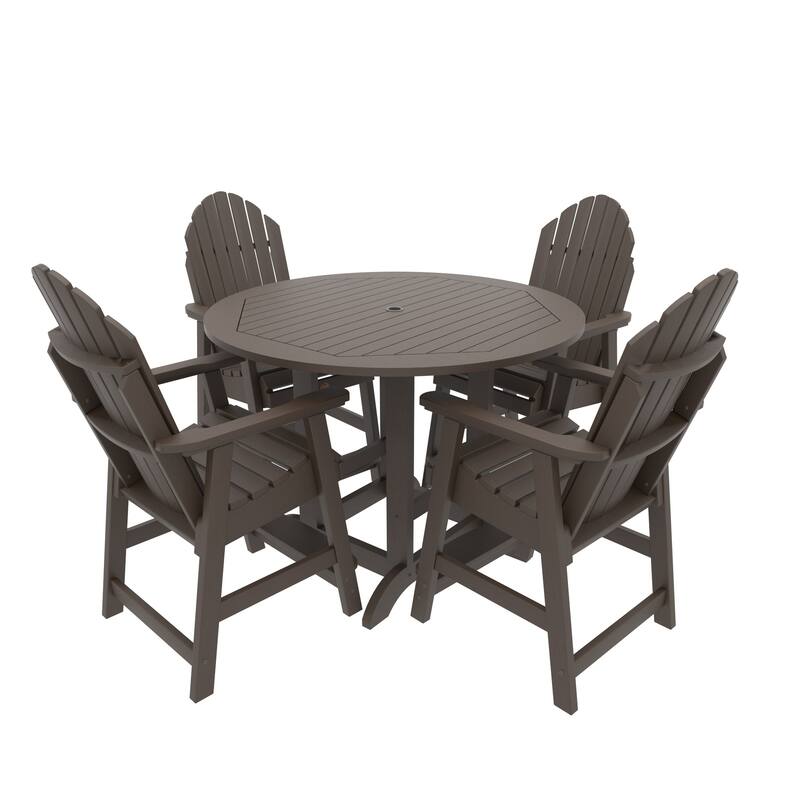 Highwood Commercial Grade 5-Piece Muskoka Adirondack 48" Counter Height Dining Set - Weathered Acorn