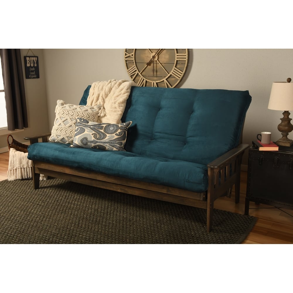 Somette Tucson Queen-size Futon Set in Rustic Walnut Finish with Innerspring Mattress