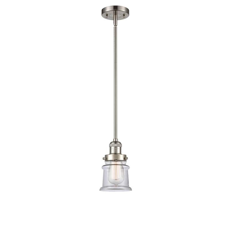 Innovations Lighting Franklin Restoration Canton - 1 Light 5" Stem Hung Mini Pendant - Clear/Brushed Satin Nickel