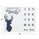 preview thumbnail 4 of 4, Woodland Deer Collection Boy Baby Monthly Milestone Blanket - Navy Blue and White Stag Forest Animal Love You Deerly
