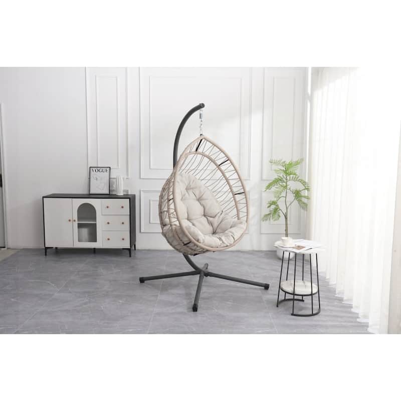 Outdoor Egg-shaped Hanging Chair with Stand