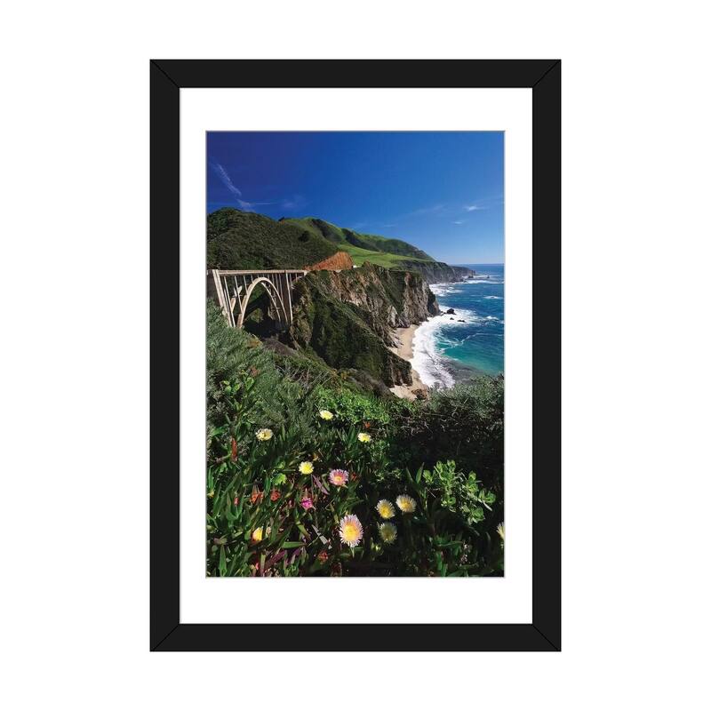 iCanvas "Wildflower Bloom at the Bixby Bridge, Big Sur Coast, California" by George Oze PFA