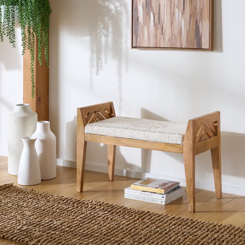 SAFAVIEH Home Hamburg Wood Bench - 33"W x 14"D x 21"H