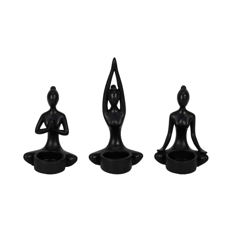 Sagebrook Home Polyresin Votive Candle Holder - 3" x 3" x 6" - Black