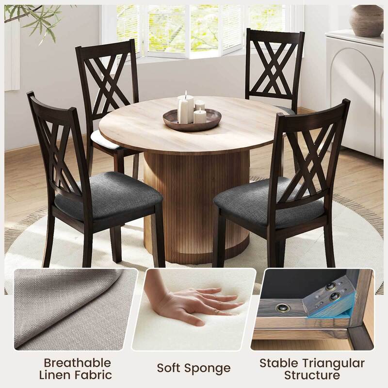 Costway 4 PCS Linen Fabric Upholstered Kitchen Armless Chairs with - See Details